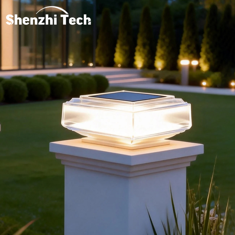 Outdoor Power Post - Modern Transparent Solar Post Lights, Dual