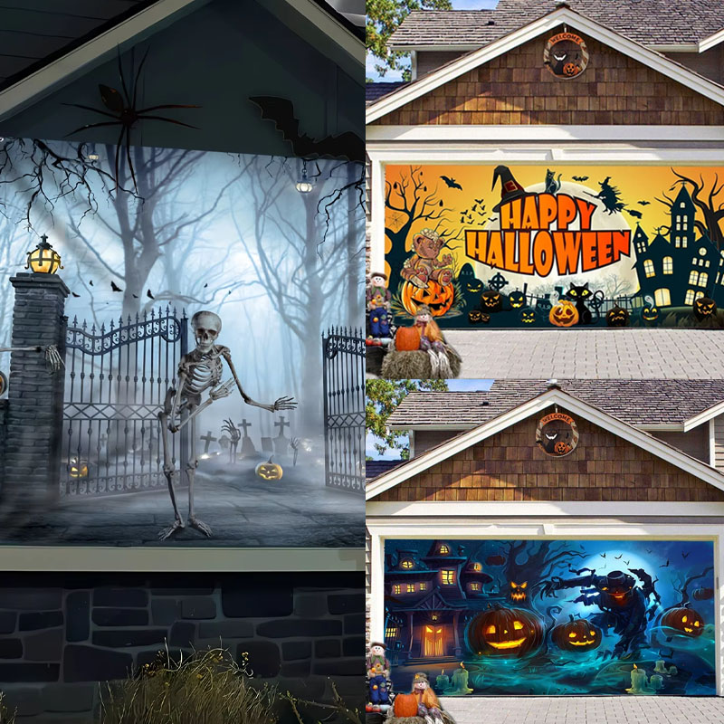 Outdoor Power Garage - No Power Halloween Garage Door Banner