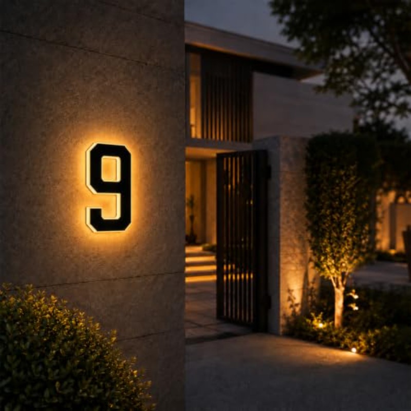 Outdoor Power Number - Solar Powered LED House Number Light
