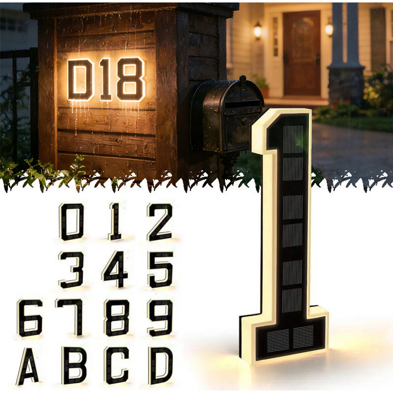 Outdoor Power Number - 9 Inches Outdoor Solar Powered House