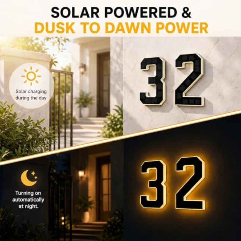 Solar Powered LED House Number - огляд і ціна Outdoor Power Number